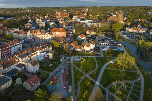 Drone View Medieval Town Lidzbark Warminski Northern Poland — Stock Photo, Image
