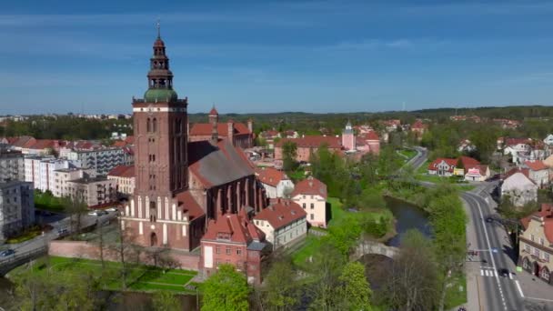 Pandangan Drone Dari Kota Abad Pertengahan Lidzbark Warminski Polandia Utara — Stok Video