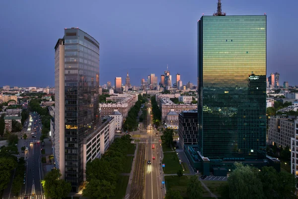 Downtown Warsaw Financial Center Warsaw One Most Economical Successful Capital — Foto Stock