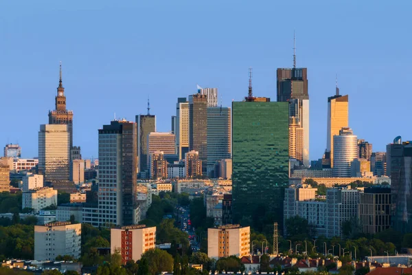 Повітряна Панорама Варшавського Міста Під Час Заходу Сонця Вид Району — стокове фото