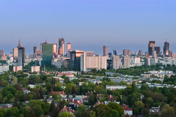 Luft Und Drohnenpanorama Der Stadt Warschau Bei Sonnenuntergang Blick Aus — Stockfoto