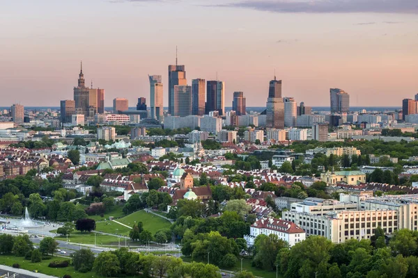 Centrum Van Warschau Financieel Centrum Drone Uitzicht Vanuit Het Perspectief — Stockfoto