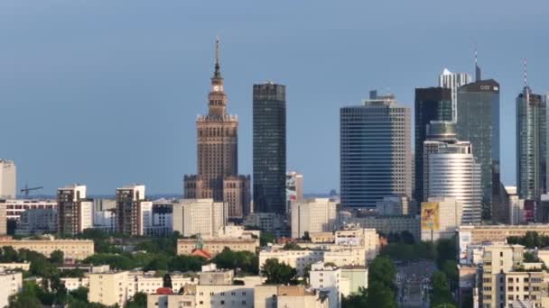 Panorama Aérien Drone Ville Varsovie Coucher Soleil Vue Rondo Zgrupowania — Video