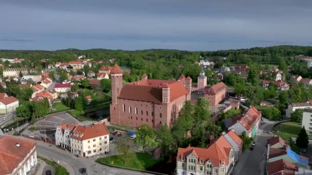 Παλιό Γοτθικό Κάστρο Στην Ευρώπη Warminski Πολωνία Lidzbark — Αρχείο Βίντεο