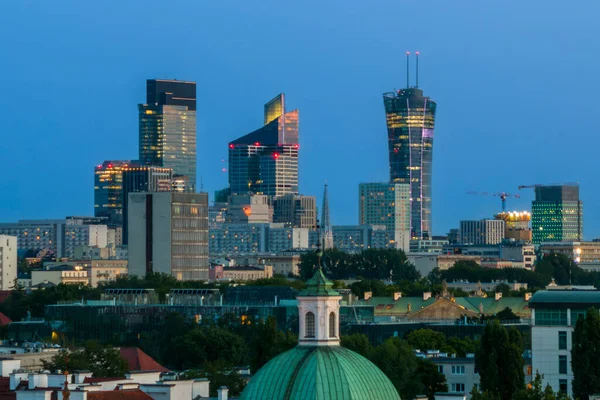 Panorama Starego Miasta Centrum Warszawy Perspektywy Drona Podczas Zachodu Słońca — Zdjęcie stockowe