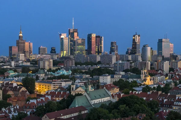 Panorama Van Oude Stad Het Centrum Van Warschau Vanaf Drone — Stockfoto