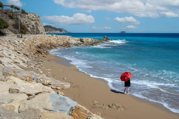 Wybrzeże Vila Joiosa Małe Nadmorskie Miasteczko Niedaleko Alicante Costa Blanca — Zdjęcie stockowe