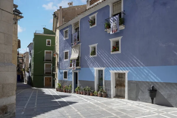 Villajoyosa Street Multi Colored Houses Villajoyosa Coastal Town Alicante Province — Stock Photo, Image
