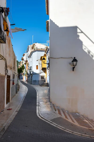 Rue Villajoyosa Avec Maisons Multicolores Villajoyosa Une Ville Côtière Dans — Photo