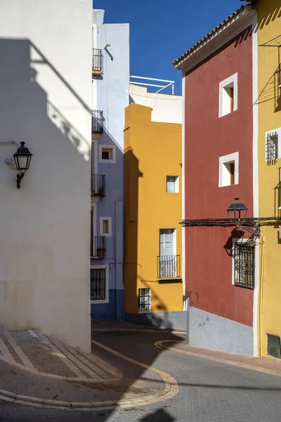 Rue Villajoyosa Avec Maisons Multicolores Villajoyosa Une Ville Côtière Dans — Photo