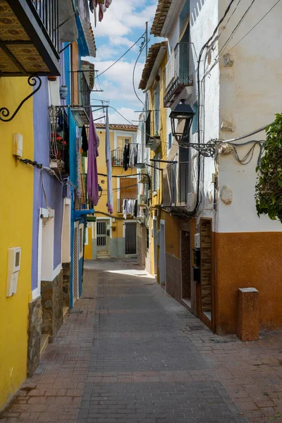 Rue Villajoyosa Avec Maisons Multicolores Villajoyosa Une Ville Côtière Dans — Photo