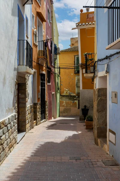 Villajoyosa Gata Med Flerfärgade Hus Villajoyosa Kuststad Provinsen Alicante Valencia — Stockfoto