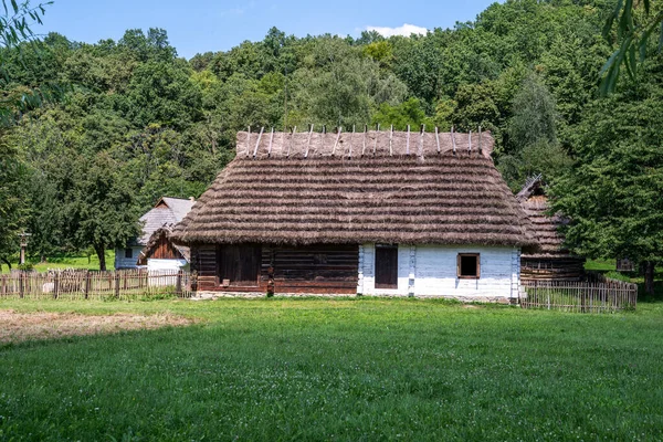 Sanok Polsko Srpna 2023 Dřevěné Domy Muzea Venkovské Architektury Sanoku — Stock fotografie