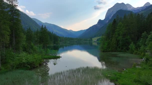Lago Hintersee Alemanha Baviera Parque Nacional Ramsau Alpes Paisagem Alpina — Vídeo de Stock