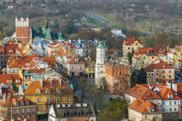 Vue Aérienne Sur Sandomierz Une Petite Ville Médiévale Pologne Située — Photo