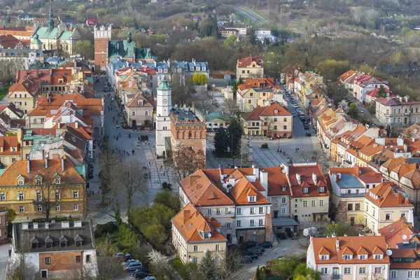 Aerial Drone View Sandomierz Medieval Small Town Poland Located Vistula — Stock Photo, Image