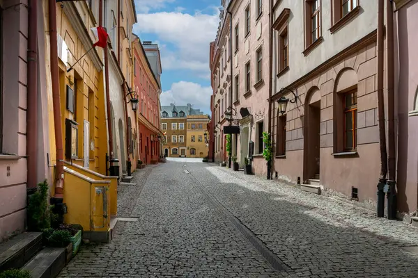 View Traditional Colored Tenements Houses Old Town Lublin City Sunny Royalty Free Stock Images