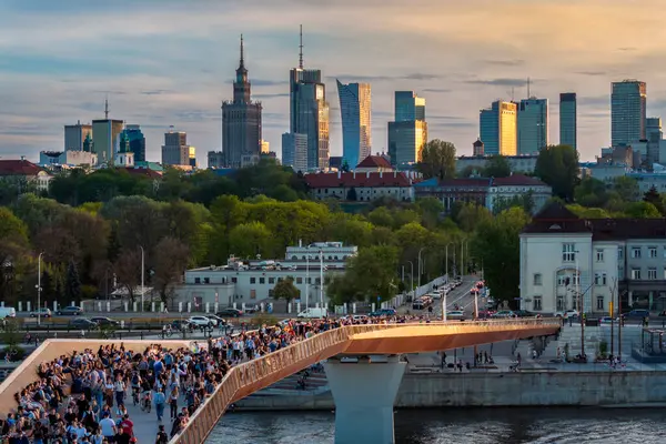Warschau Polen April 2024 Der Panoramablick Auf Die Warschauer Innenstadt Stockbild