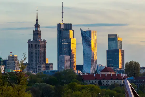 Downtown Warsaw Financial Center Warsaw One Most Economical Successful Capital 免版税图库图片