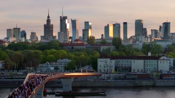 Warszawa Polonia Abril 2024 Vista Panorámica Del Centro Varsovia Cuenta — Vídeo de stock