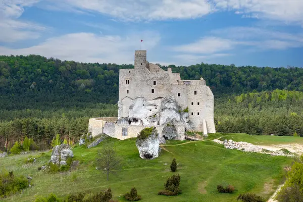 Bobolice城堡 位于Jura Krakowsko Czestochowska的一座城堡的废墟 这座城堡建在所谓的鹰巢中 建在Myszkow区Silesian Voivodeship的Bobolice村 图库照片