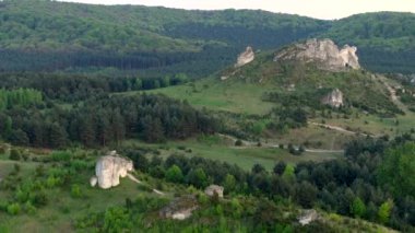 Jura Krakowsko 'daki Olsztyn yakınlarındaki Biaklo Dağı Czestochowska Upland, Silezya, Polonya