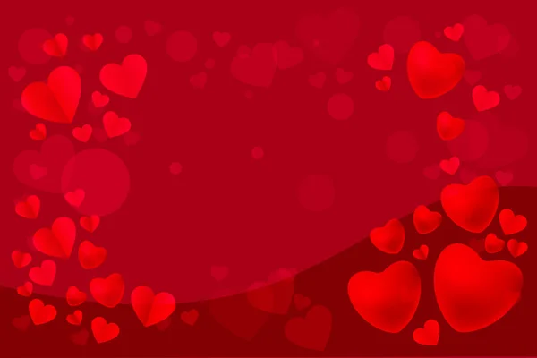 Valentijnsdag Rode Harten Rode Achtergrond Ontwerp Vectorillustratie — Stockvector