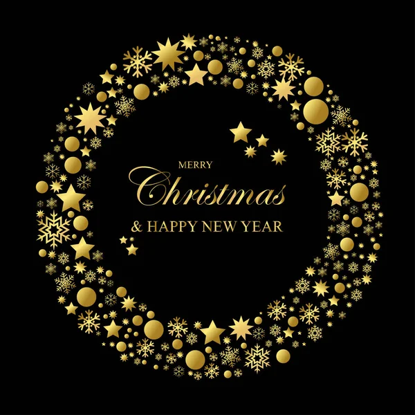 Christmas Composition Made Shining Gold Snowflakes Stars Balls Veselé Vánoce — Stockový vektor