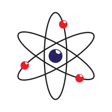 Atom simgesi atom vektör sembolleri beyaz arkaplan üzerinde siluet