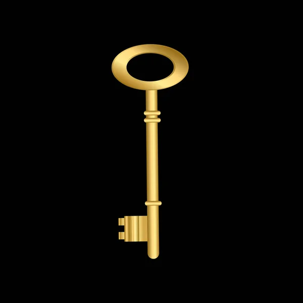 Vektor Illustration Alte Goldene Schlüsselsilhouette Auf Schwarzem Hintergrund — Stockvektor