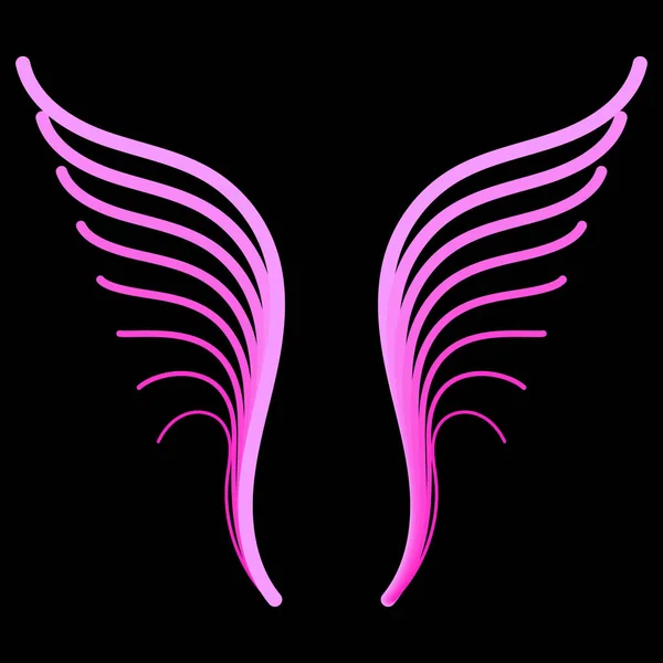 Pink Line Wing Icon Dark Background Vector Illustration — Stock Vector