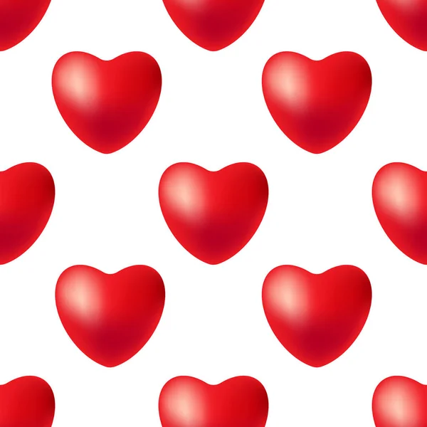 Rotes Herz Auf Weißem Hintergrund Muster Hintergrund Nahtlos — Stockvektor