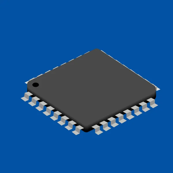 Macro Cpu Chip Icon Digital Data Microprocessor — Stock Vector