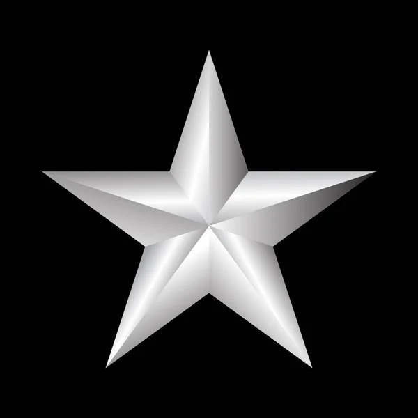 Bílá Hvězda Stříbrná Hvězda Černém Poli — Stockový vektor