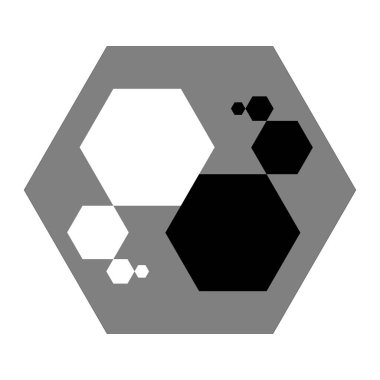 Hexagon Yin and Yang sign. Ying yang black and white symbol of harmony and balance.