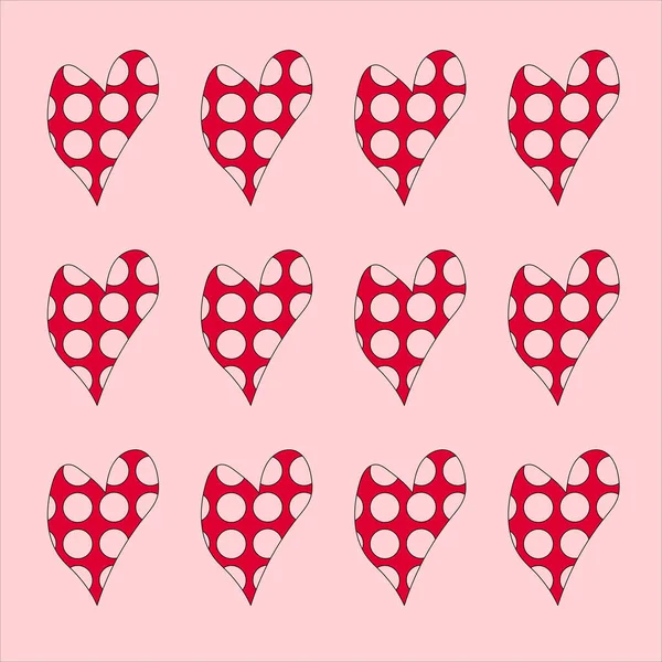 Red Heart Pink Background Pattern Fabric Wallpaper — 스톡 벡터