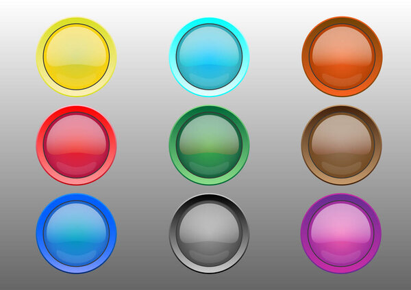 Power Switch icons vector buttons. Colorful push buttons.