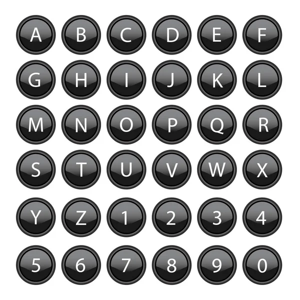 Alphabet Chiffres Sur Les Boutons — Image vectorielle