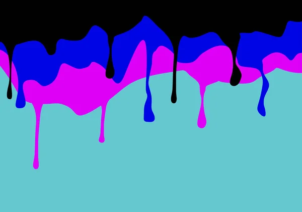 Многоцветный Расплав Капает Жидкие Капли Краски Изолированы Голубом Фоне Неба — стоковый вектор