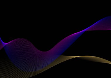 Siyah arkaplanda soyut dalgalı çizgiler.