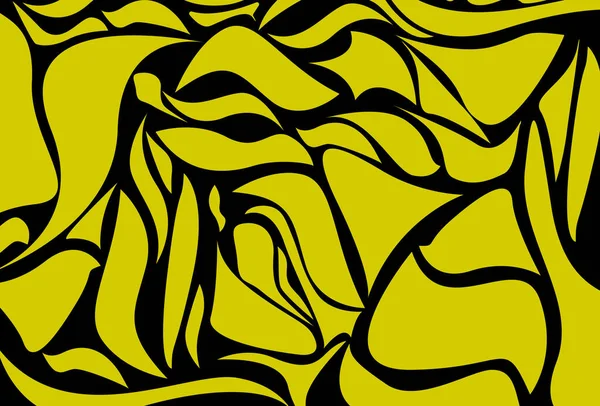 Różne Abstrakcyjne Żółte Kształty Czarnym Tle Tło Tekstury — Wektor stockowy