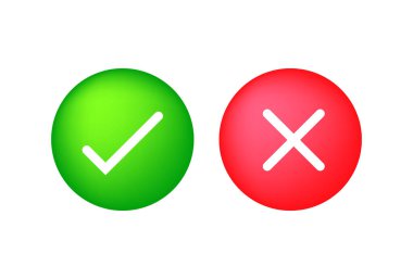 Kene ve çapraz işaretler. Evet ve işaret yok. Kene sembolü. Düğme simgesini işaretle.