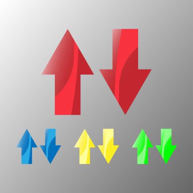 Veri yükle, simge indir, yukarı ve aşağı renk okları tasarım vektörü.