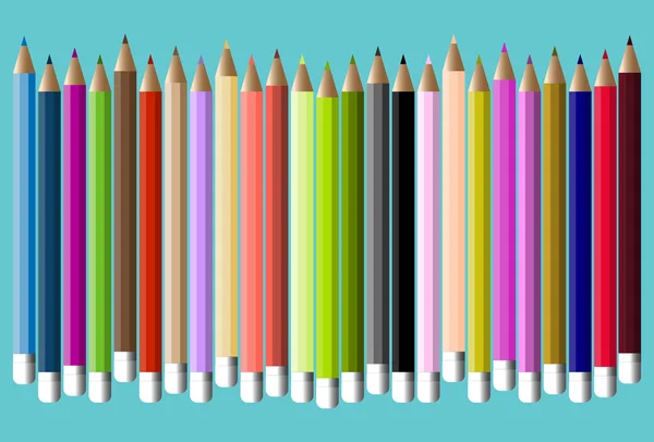 Colored Pencils Icons Vector Illustration Set Colored Pencils — Stock Vector