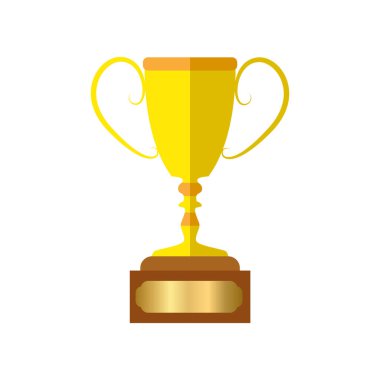 Beyaz arka planda izole edilmiş altın kupa. En iyi basit şampiyonluk ya da yarışma kupası. Vektör illüstrasyonu.