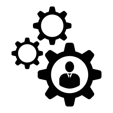 İnsan ayarları simgesi, Kullanıcı Ayarları Vites sembolü, Hesap Ayarları Simgesi. Vektör illüstrasyonu.