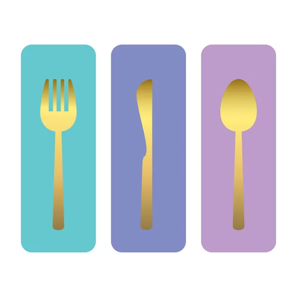 Tenedor Cuchillo Golden Spoon Ilustración Vectorial — Archivo Imágenes Vectoriales