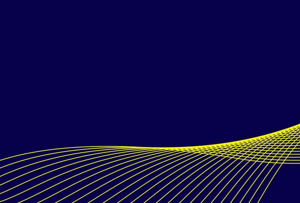 Abstrakter Hintergrund Wellen Gelb Auf Dunkelblauem Hintergrund — Stockvektor