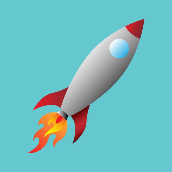 Nave Espacial Cohete Despegue Ilustración Vectorial Inicio Concepto Símbolo Space — Vector de stock