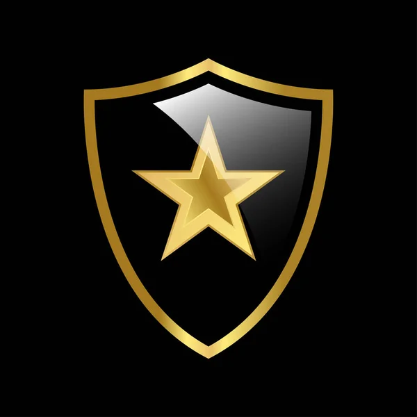 Escudo Dourado Com Estrela Brilhante Ilustração Vetorial Eps — Vetor de Stock